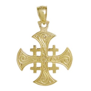 New 14k Gold Jerusalem Cross Pendant
