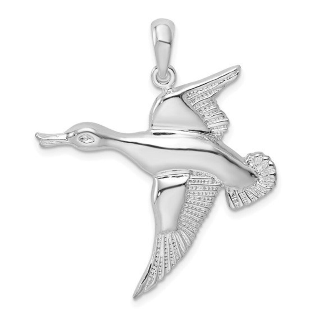 New .925 Sterling Silver Polished Flying Duck Pendant Etsy