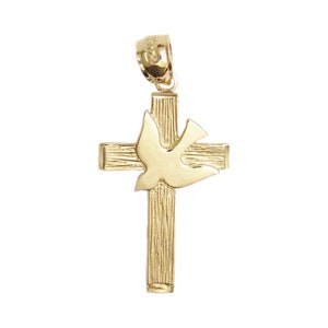 New 14k Gold Dove Cross Pendant