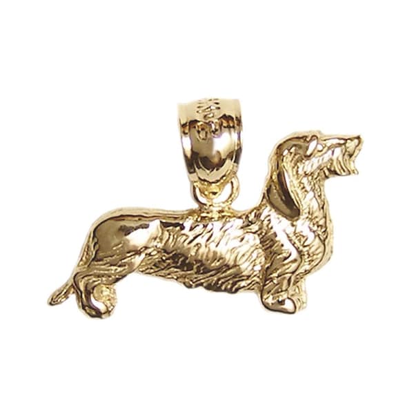 14k Gold Polished Dachshund Pendant - Adorable Wiener Dog Charm In Solid Yellow Gold - View #8