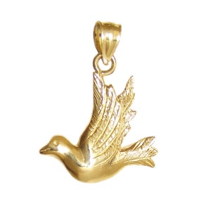 New 14k Gold Dove Bird Pendant
