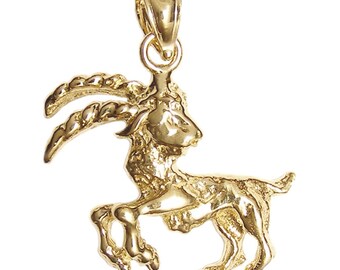 New 14k Gold Aries Ram Zodiac Pendant