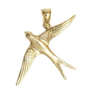 Nuevo colgante de golondrina en oro de 14 quilates