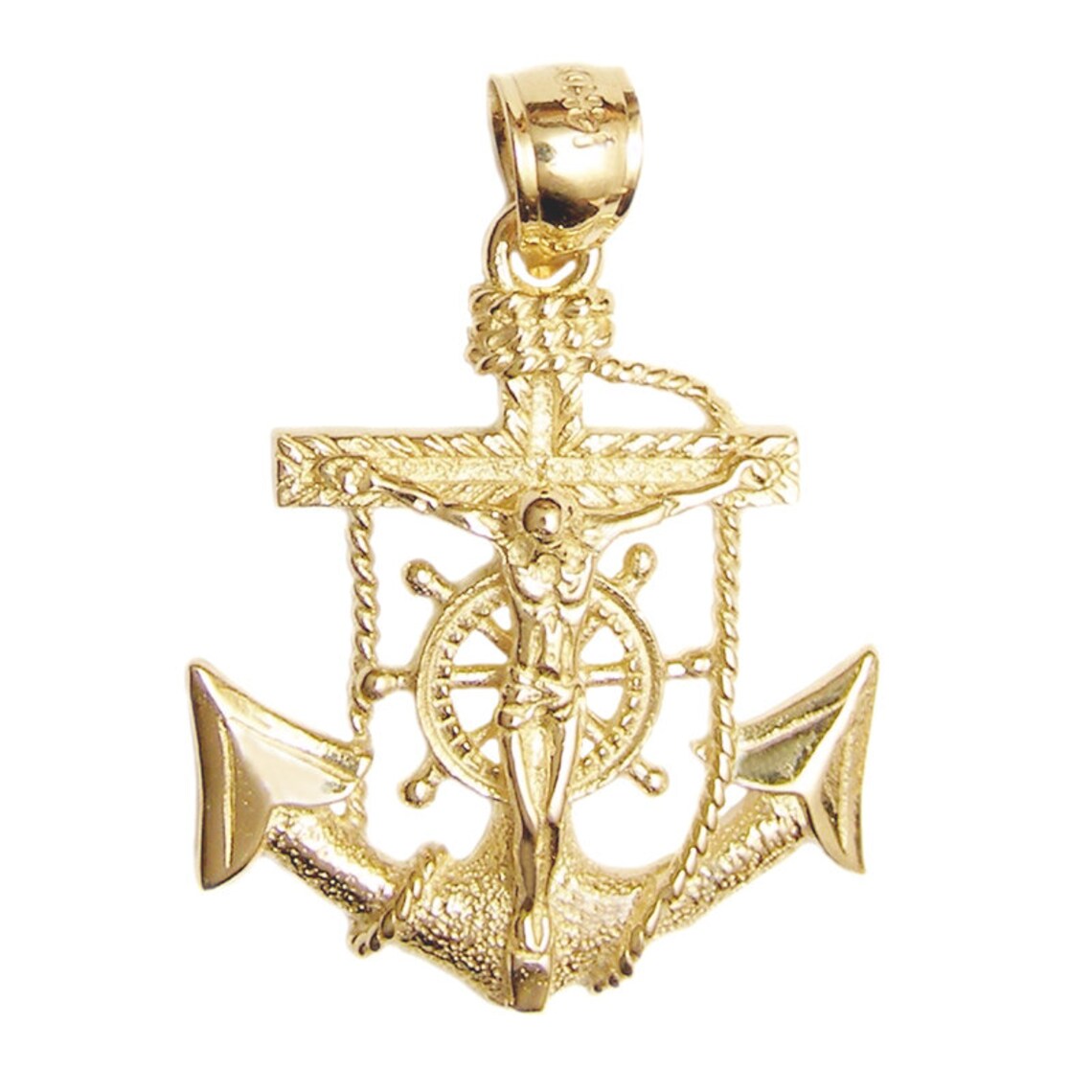 New 14k Gold Mariners Cross Crucifix Anchor Pendant - Etsy