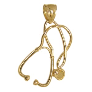 New 14k Gold 3D Stethoscope Pendant