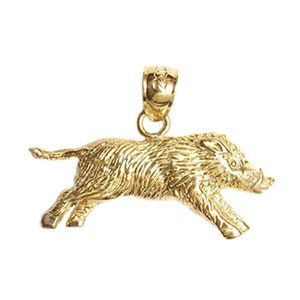 New 14k Gold Wild Boar Pendant