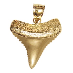 New 14k Gold Shark Tooth Pendant