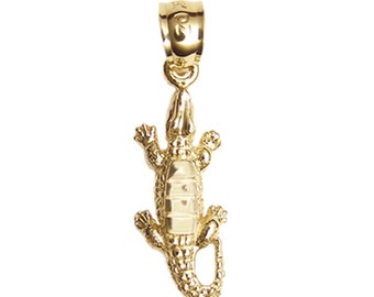 New 14k Gold Alligator Crocodile Pendant