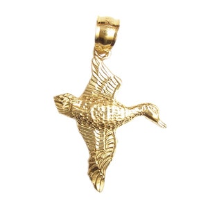 New 14k Yellow Gold Duck Mallard Waterfowl Bird Pendant