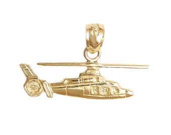 New 14k Yellow Gold Helicopter Pendant