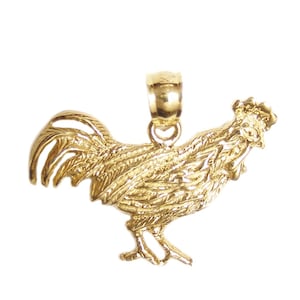 New 14k Gold Rooster Pendant