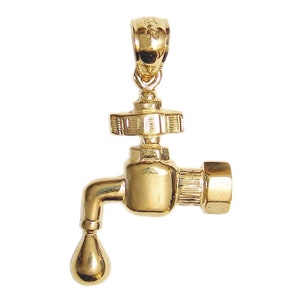 New 14k Yellow Gold Faucet Charm Pendant