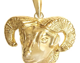 New 14k Gold Aries Ram Zodiac Pendant