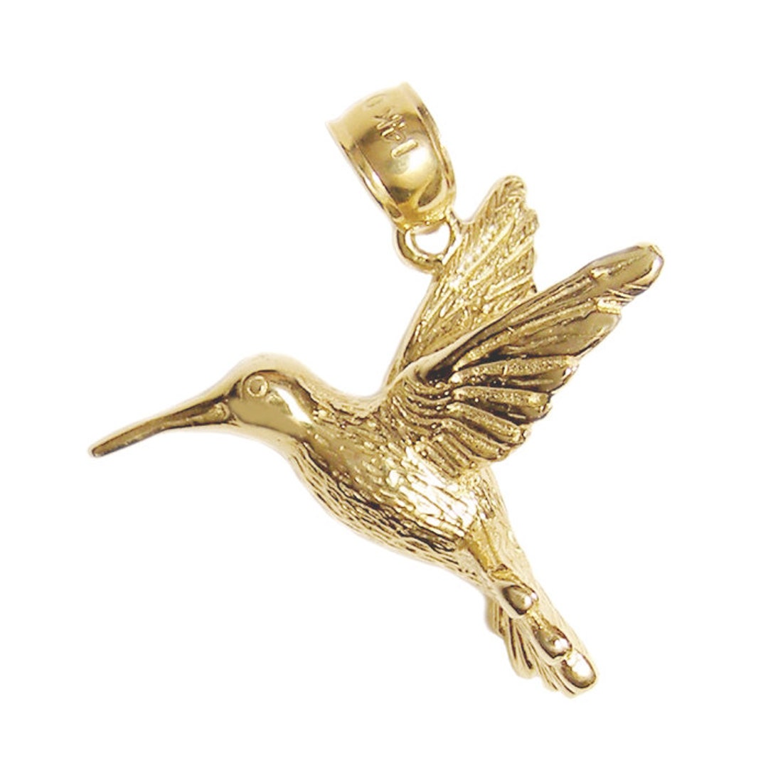 New 14k Gold Hummingbird Pendant Etsy