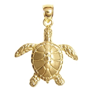 New 14k Yellow Gold Sea Turtle Pendant