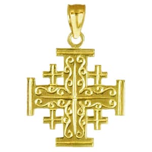New 14k Gold Jerusalem Cross Pendant