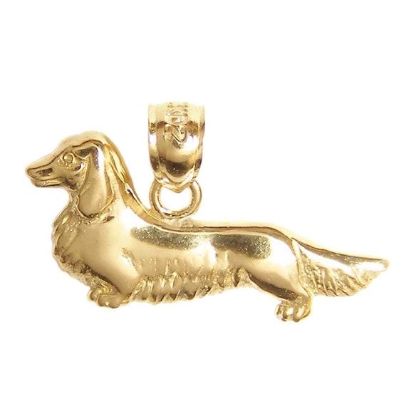 14K Solid Gold Wirehaired Dachshund Charm for Bracelet