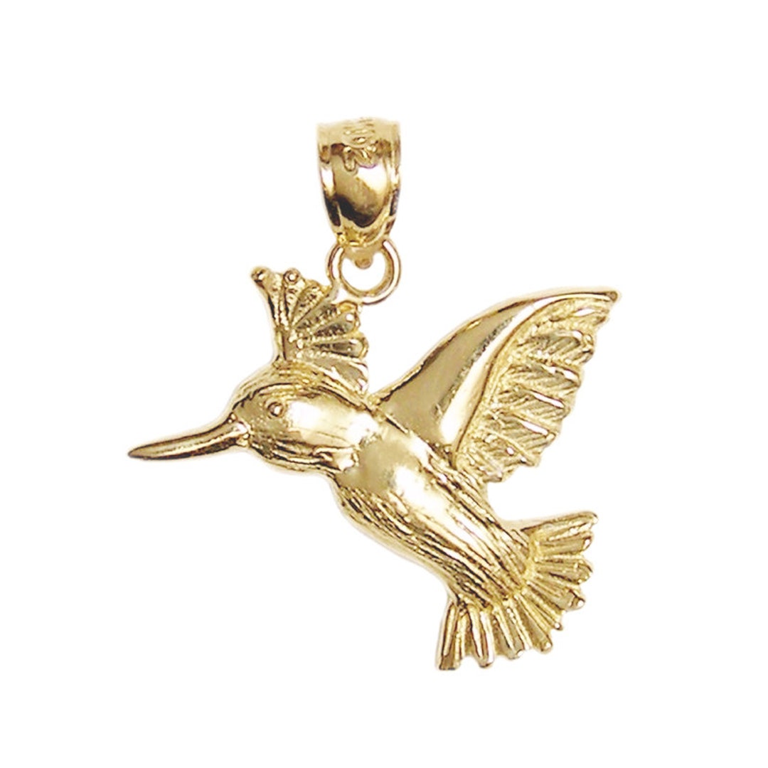 New 14k Gold Hummingbird Pendant Etsy