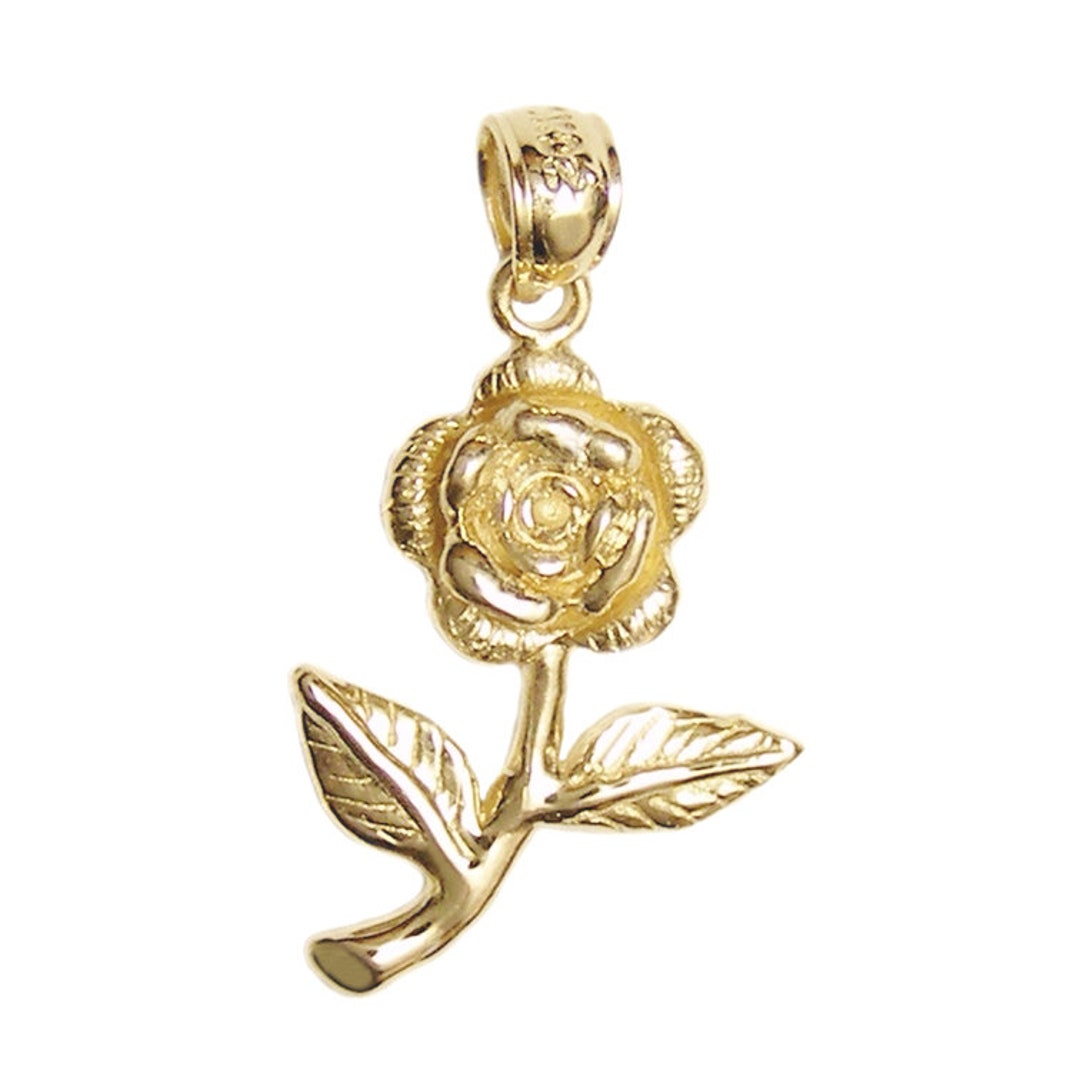 Fancy Gold R Flower New 14k Gold Rose Flower Pendant - Etsy