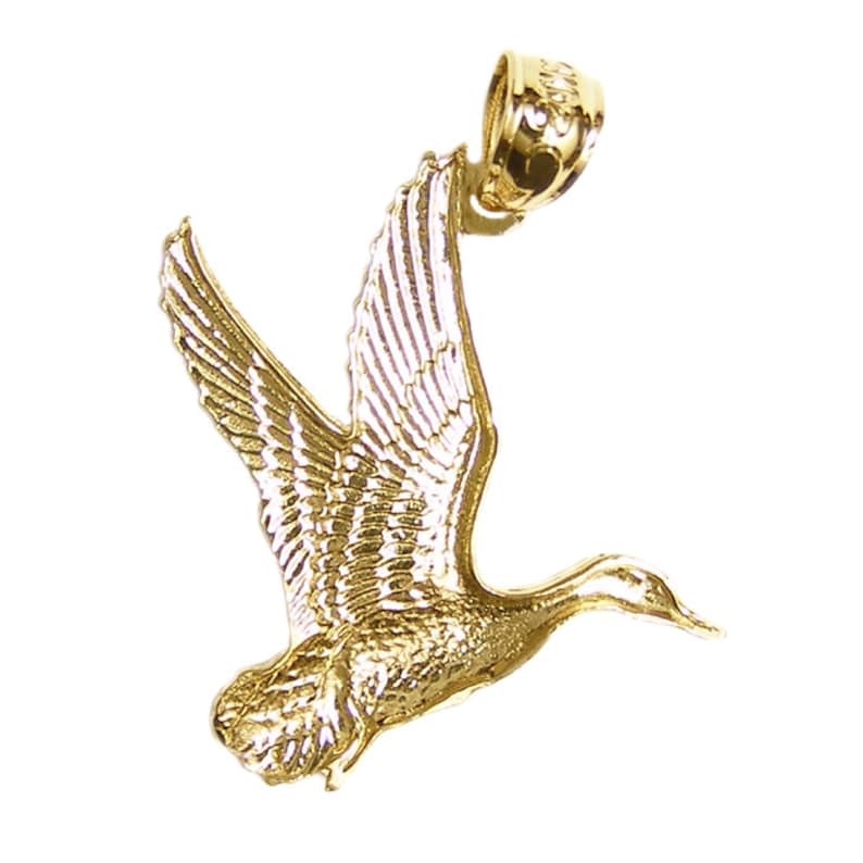 New 14k Gold Duck Mallard Bird Pendant Etsy