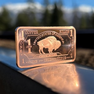 1 Troy ounce Copper Bar - USA American Buffalo Bullion Ingot Bar - Pure .995 Cu CMC Mint -Encapsulated -1 oz (31 grams) Fine Copper Bullion