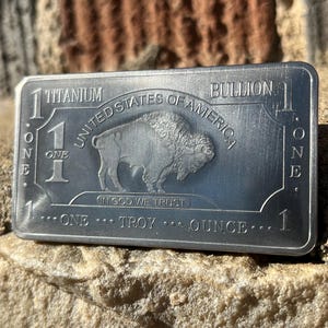 Lingote de titanio puro de 1 onza troy/oz de metal de 0,999 mm de EE. UU. American Buffalo Bullion/Barra de titanio fino de 31 g [Ti]/Barra de titanio American Buffalo de 1 oz