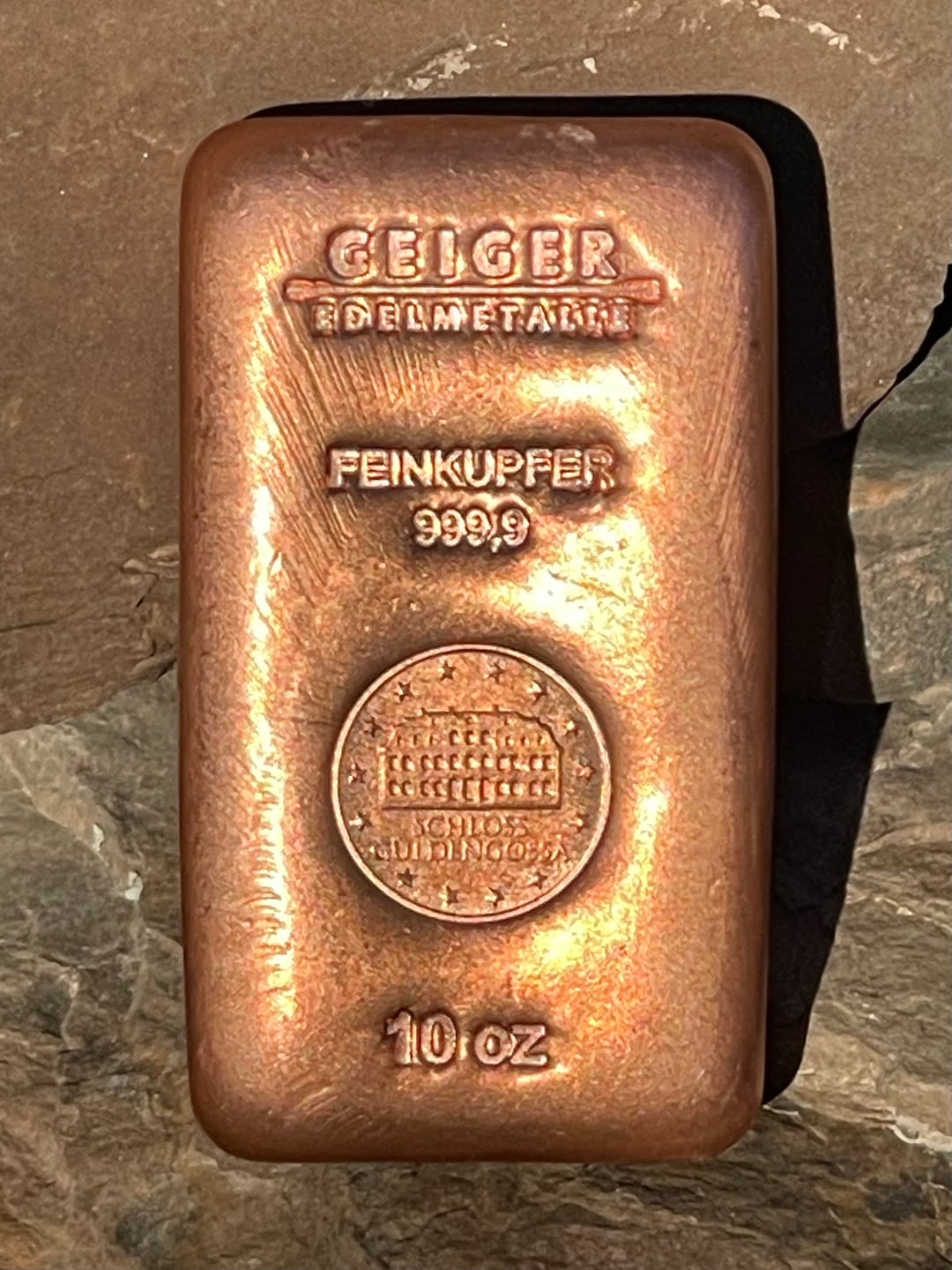 10 Oz Pure Copper Bullion Bar Geiger Edelmetalle Güldengossa Castle 311