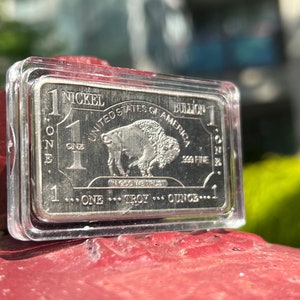 1 Troy ounce/oz .999 Pure Nickel American Buffalo Bullion Ingot Bar/1 oz Nickel Buffalo Bar/American Buffalo Design/CMC Mint/Encapsulated