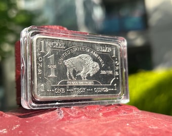 1 Troy ounce/oz .999 Pure Nickel American Buffalo Bullion Ingot Bar/1 oz Nickel Buffalo Bar/American Buffalo Design/CMC Mint/Encapsulated