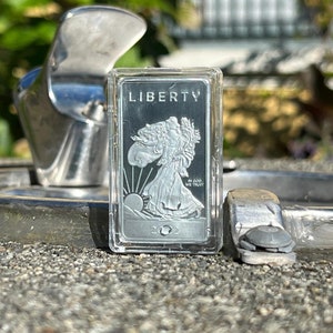 1 TROY OUNCE/OZ .999 Pure Zinc Metal Walking Liberty/Eagle Ingot Bars/Bullion/1 oz Zinc American Eagle 2022 Bullion Ingot Bar/Encapsulated