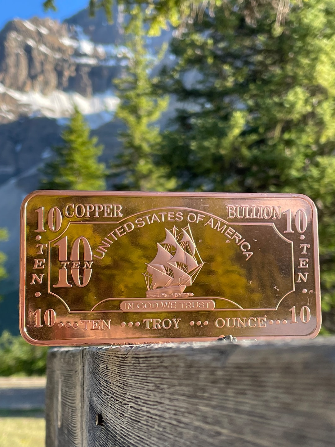 10 Oz Copper Bar Mayflower Ship CMC Mint 10 Troy Ounces 311 G Fine