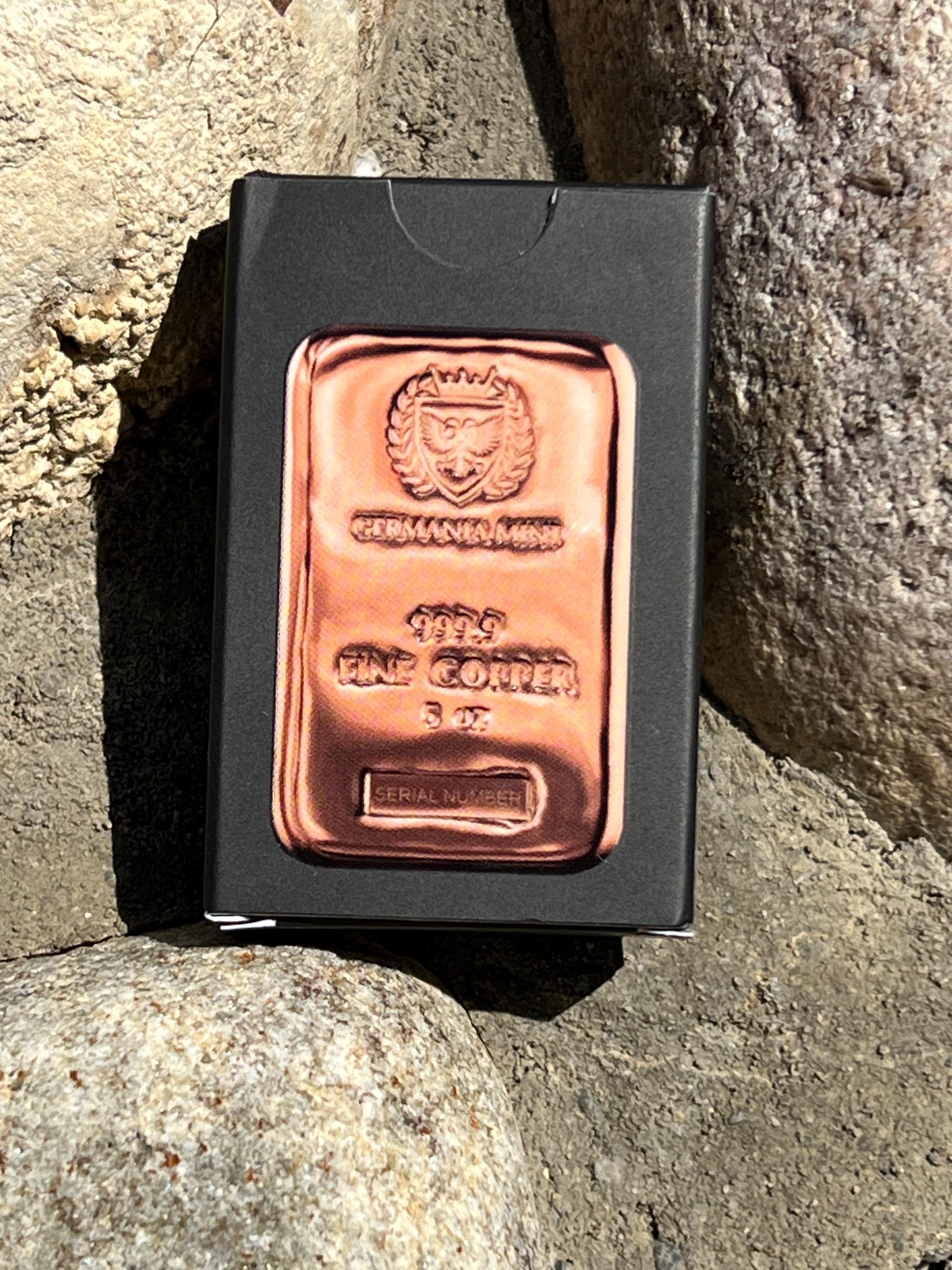 5オンス ゲルマニアミント銅バー – .9999 ファイン地金 – 鋳造