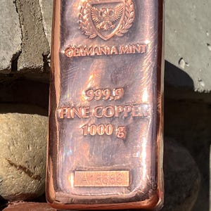 1kg Germania Mint Copper Bar – .9999 Fine Copper Bullion – Cast Finish Ingot – Premium Sealed – Collectible Investment Bar