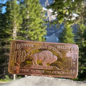 10 oz koperen staaf Amerikaanse Amerikaanse buffel - tien troy ounce (311.035 gram) fijne cu. 999 CMC-munt