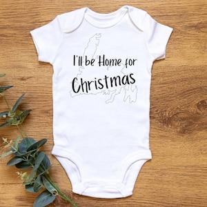 Accueil pour Noël Body bébé carte Newfie, cadeau de Noël pour le nouveau petit-enfant, chemise de bébé de bas de page, premier costume de nouveau-né de Noël