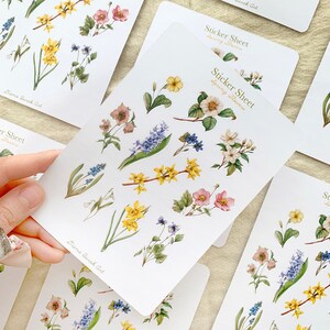Frühlingsblumen-Aufkleberblatt, Cottagecore-Aufkleber, Journalaufkleber, Frühlingsplaneraufkleber, Frühlingsaufkleberblatt, Scrapbooking, Bullet Journal