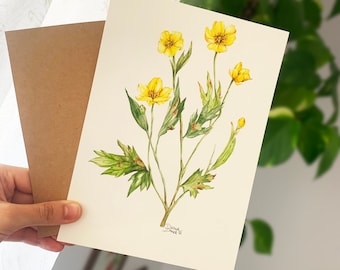 Wildblumen Malerei | Original Botanisches Gemälde, Aquarell Botanisch, Boho Blumen Gemälde, Einzigartiges Geschenk für Blumenliebhaber, Pflanzenposter