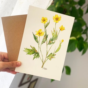 Pittura di fiori selvatici / Pittura botanica originale, Acquerello botanico, Pittura di fiori di Boho, Regalo unico per l'amante dei fiori, Poster di piante