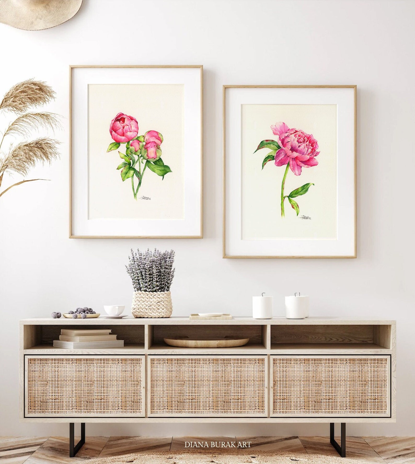 Peony Prints Set of 2, Peony Wall Art, Set of 2 Flower Posters, Peony ...