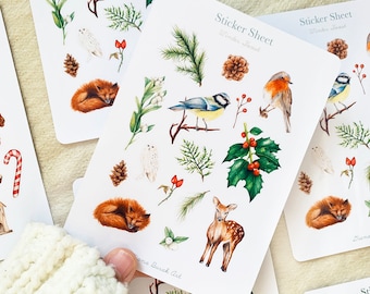 Winter Forest Sticker Sheet, Forest Stickers, Journaling Stickers, Winter Planner Stickers, Winter Sticker Sheet, Scrapbooking, Bullet Journal