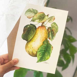 Pear Painting | Original Botanical Painting, Watercolor Botanical, Vintage Fruit Painting, Unique Gift for vintage lover, Fruit poster