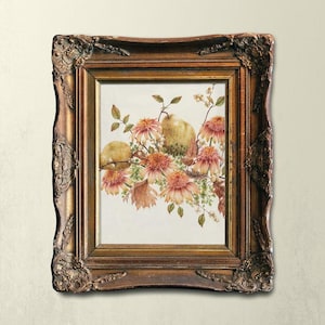 Herbst-Boquet-Kunstdruck, botanische Illustration, Vintage-Poster, Blumen-Wandkunst, Gemälde-Reproduktion, Aquarell-Blume, Blumen-Vintage-Kunst
