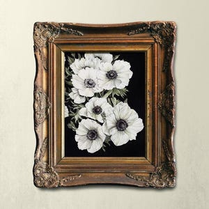 Weiße Anemonen Kunstdruck, Botanische Illustration, Vintage Poster, Blumen Wandkunst, Gemälde Reproduktion, Aquarell Blumen, Blumen Vintage Kunst