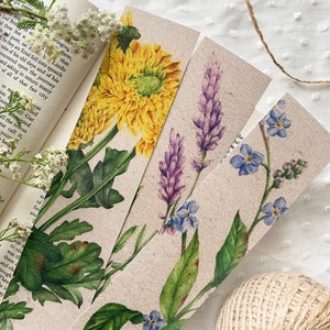 Set di 3 segnalibri a forma di fiore, regalo per gli amanti dei libri, segnalibro vintage, segnalibro botanico, segnalibro di carta, segnalibro di lettura, accessori per libri