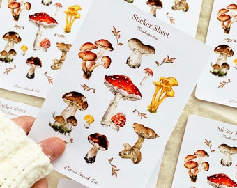 Pilz-Stickerbogen, Pilz-Sticker, Journaling-Sticker, Herbstplaner-Sticker, Herbst-Stickerbogen, Scrapbooking, Bullet Journal