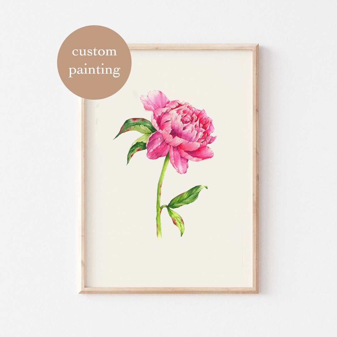 Custom Botanical Paintingpersonalized Art Hand Painted Illustration Botanical Art Gift for Her