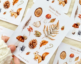 Herbst Wald Sticker Sheet, Pilz Sticker, Journaling Sticker, Herbst Planer Sticker, Herbst Sticker Sheet, Scrapbooking, Bullet Journal