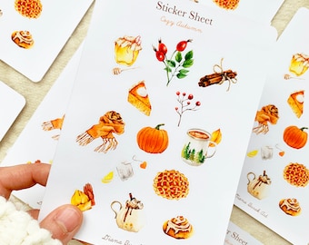Gemütlicher Herbst-Stickerbogen, Pilz-Sticker, Journaling-Sticker, Herbstplaner-Sticker, Herbst-Stickerbogen, Scrapbooking, Bullet Journal