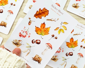 Herbst Wald Sticker Sheet, Pilz Sticker, Journaling Sticker, Herbst Planer Sticker, Herbst Sticker Sheet, Scrapbooking, Bullet Journal