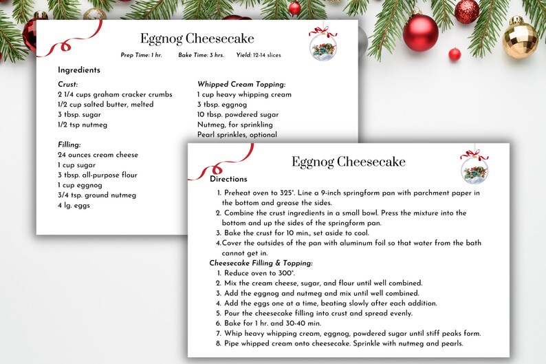 Editable Christmas Recipe Card Template, Printable Recipe Card Template
